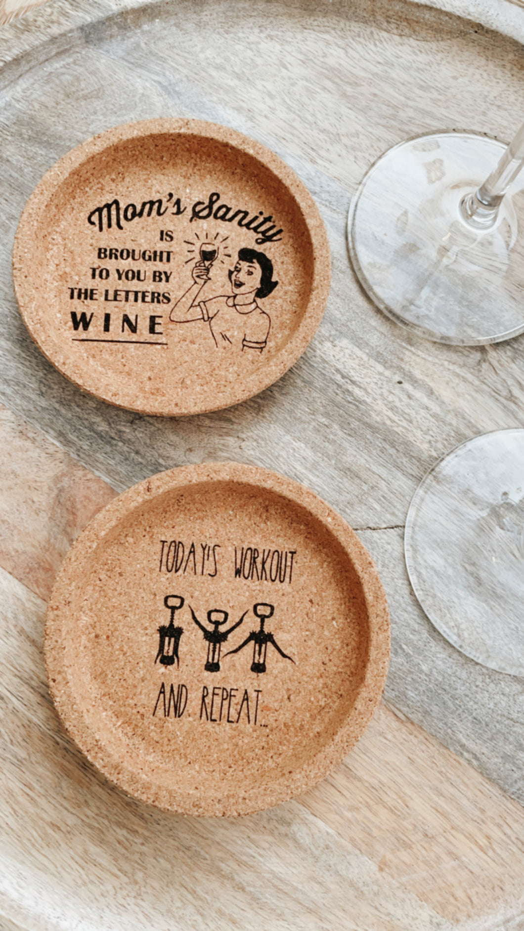 Engraved Cork Coasters (Wine inspired)